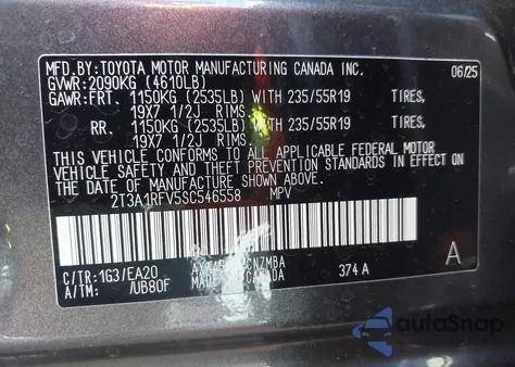 2025 Toyota Rav4 Xle Premium z USA, uszkodzony, nr VIN 2T3A1RFV5SC546558